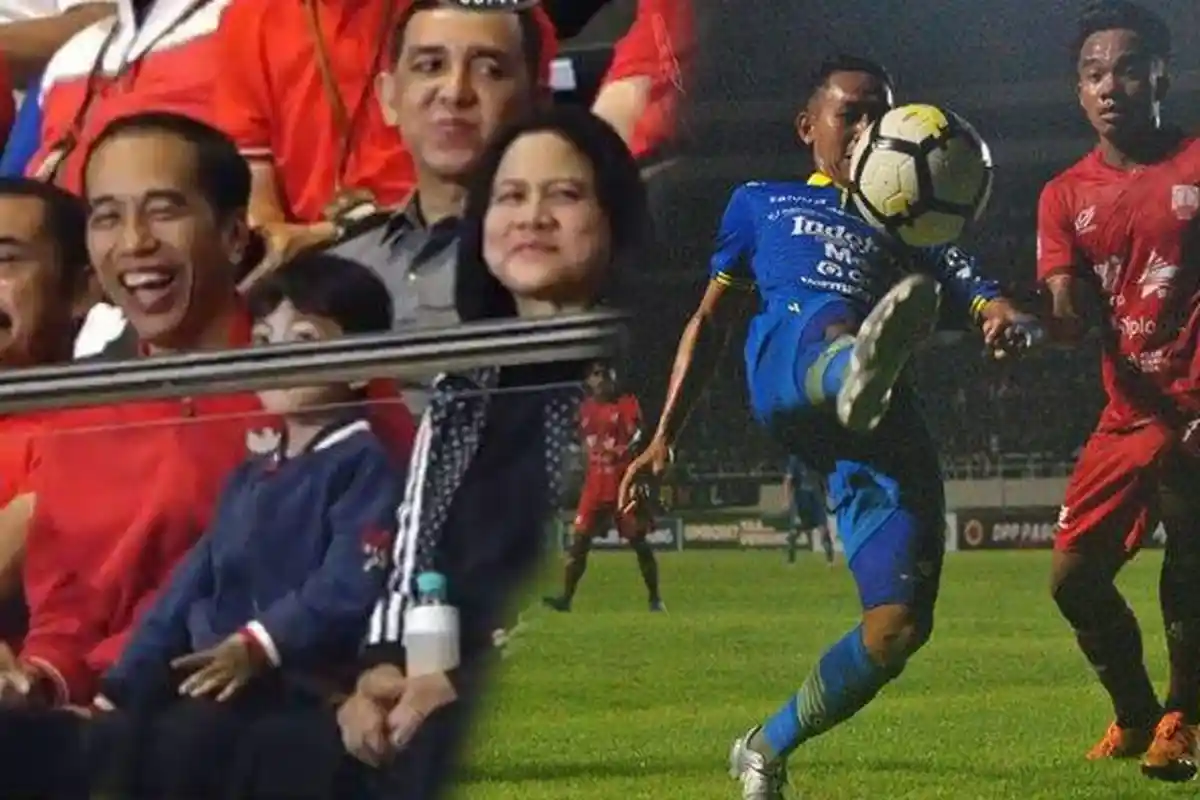 Persib Bandung vs Persis Solo, Gol Cantik Beckham Jebol Gawang Bikin Jokowi Pegang Jidat