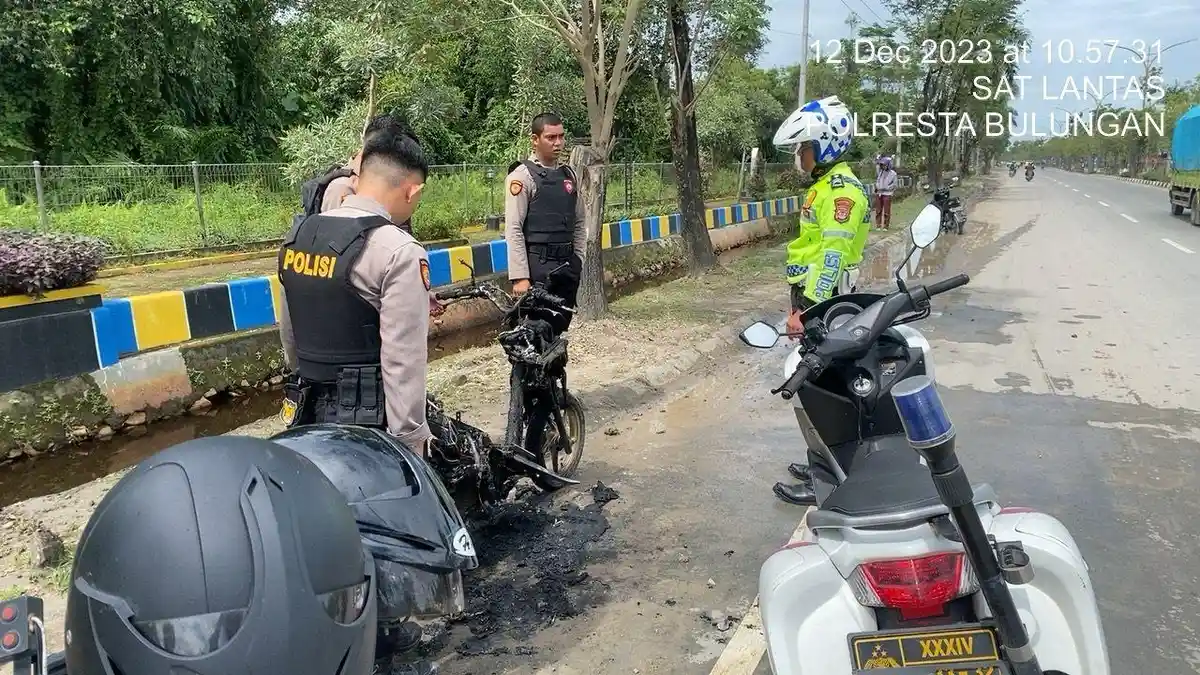 Sepeda Motor Terbakar di Jalan Sengkawit Tanjung Selor, Pengendara Selamat, Begini Kronologinya