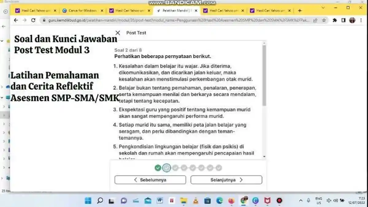 Soal & Kunci Jawaban Post Test Modul 3, Mengubah Strategi Belajar & Tindak Lanjut Hasil Asesmen