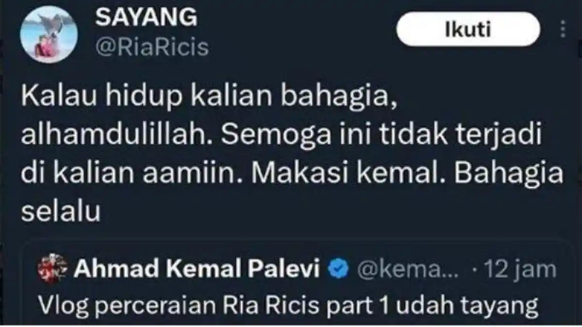 Kemal Pahlevi Buat Guyonan Soal 'Vlog Perceraian Part 1', Ria Ricis Sebut Jahat: Padahal Kenal