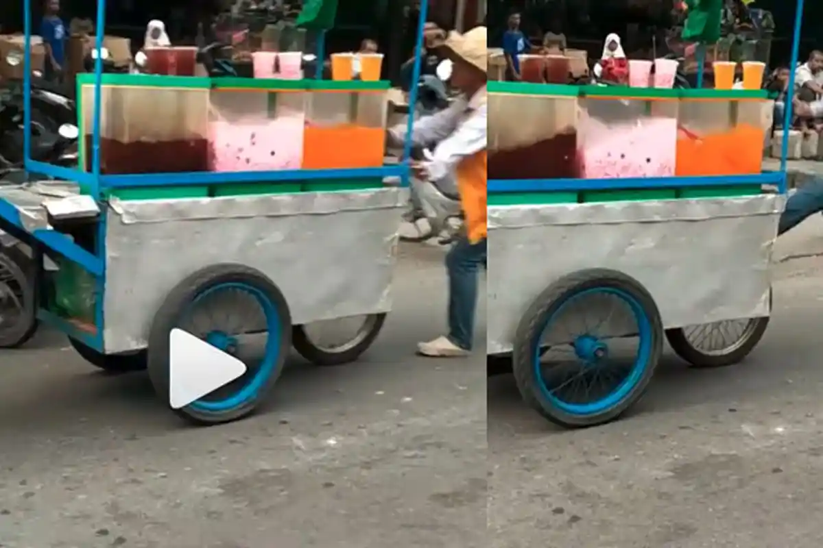 VIDEO: Cari Tempat Jualan, Gerobak Es Wanita Ini Ditendang Juru Parkir, Sikap Warga Disoroti Netizen