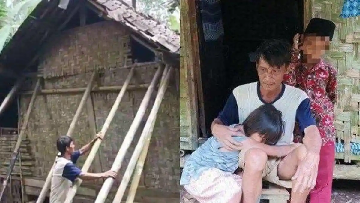 VIRAL Sosok Ato, Pria Tinggal di Gubuk Reyot dengan 2 Anak, Istri Bohong dan Kabur dengan Pria Lain