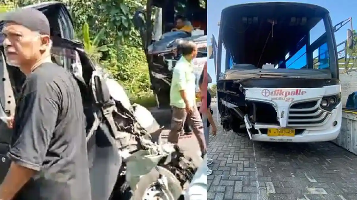 Kecelakaan di Bondowoso, Niat Menyalip, Bus Hino Tabrak Gran Max Box, Sopir Terjepit