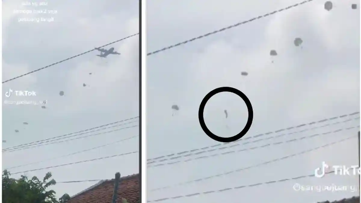 Video Detik-detik Parasut TNI Gagal Mengembang Saat Terjun dari Pesawat