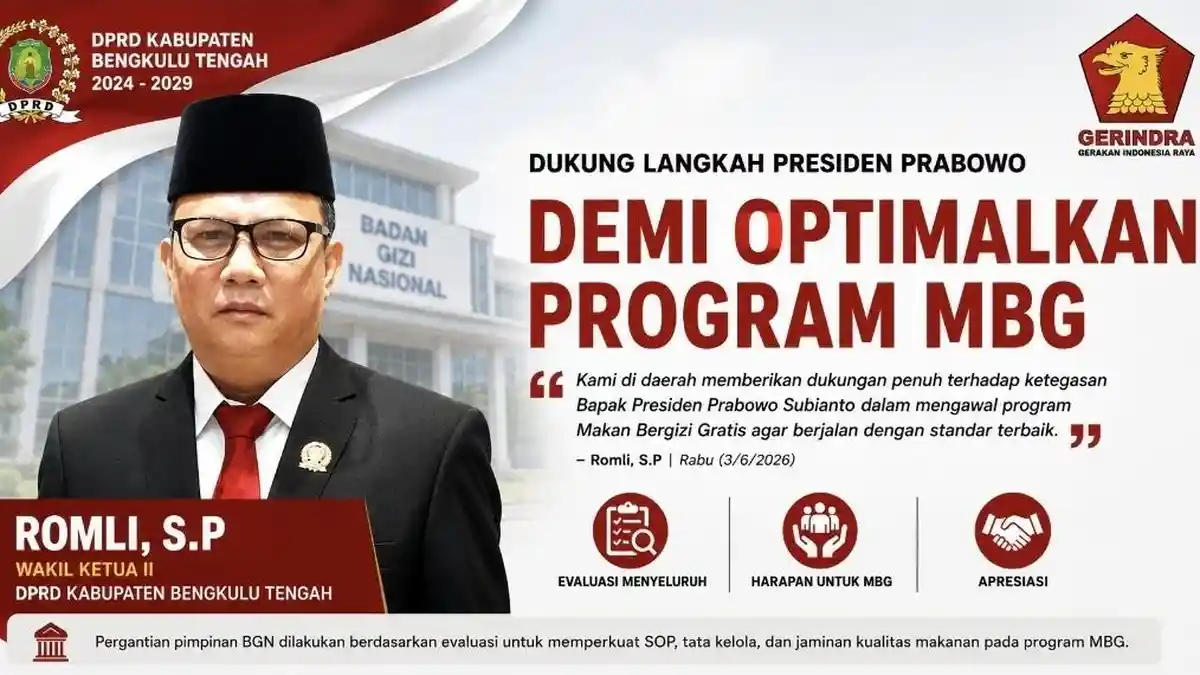 Kepala BGN Diganti, Waka II DPRD Bengkulu Tengah Sebut Prabowo Responsif Benahi Program MBG