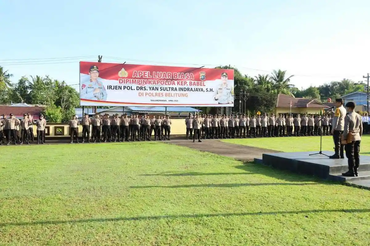 Kapolda Babel Pimpin Apel Luar Biasa, Apresiasi Kesiapsiagaan Polres Belitung dan Instansi Terkait