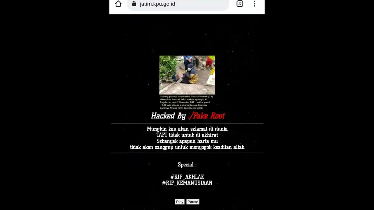 Website KPU Jatim Diretas, Ada Peringatan Diduga untuk Tersangka dalam Kasus Bunuh Diri Mahasiswi NW
