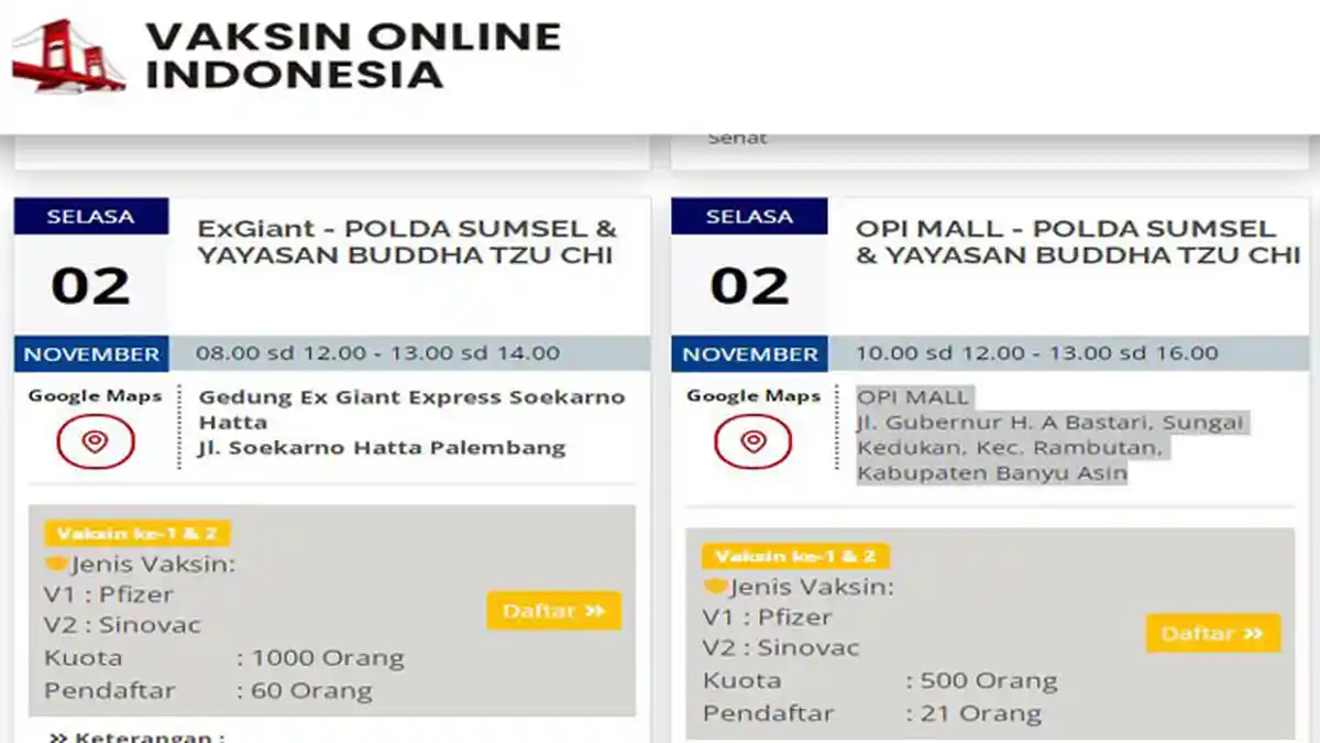 Link dan Cara Daftar Vaksin Online Palembang November 2021, Anak 12 Tahun dan Dewasa