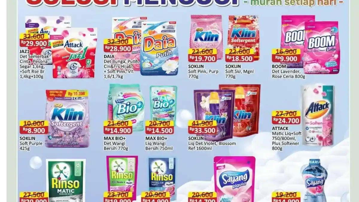 HARGA Deterjen di Alfamart Indomaret 9-13 Februari 2024 Gebyar Diskon Imlek: Attack Matic Rp24.700
