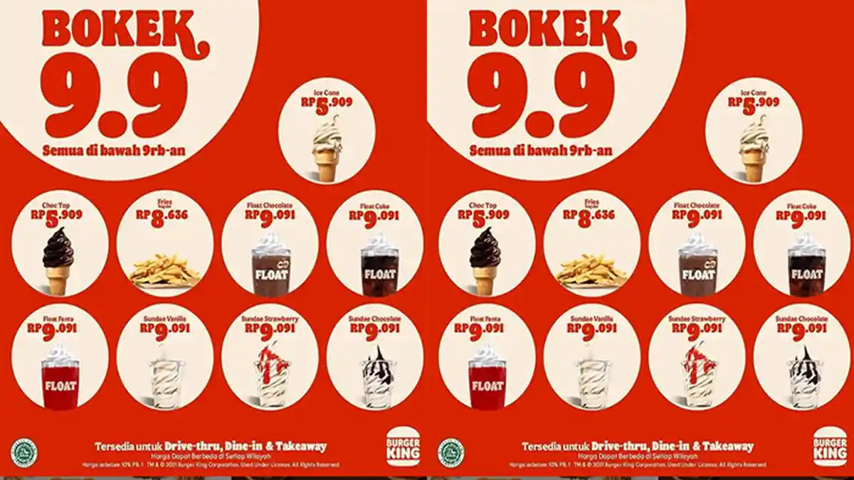 PROMO Burger King Hari Ini 13 September 2021, Masih Ada Loh Promo Dibawah 9 Ribu-an