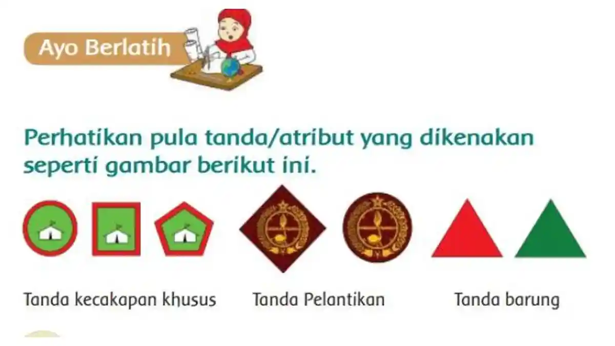 Kunci Jawaban Tema 8 Kelas 3 Halaman 58 59 Buku Tematik, Ayo Berlatih: Atribut Pramuka