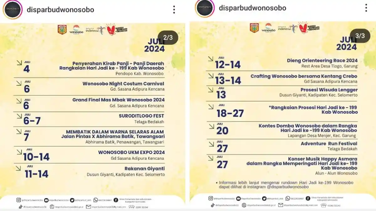 Inilah 14 Event Wonosobo di Bulan Juli 2024, Ada Happy Asmara!