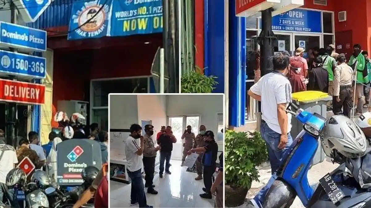 Ketika Kerumunan Warga Berburu Promo di Restoran Pizza Dibubarkan Satpol PP DIY