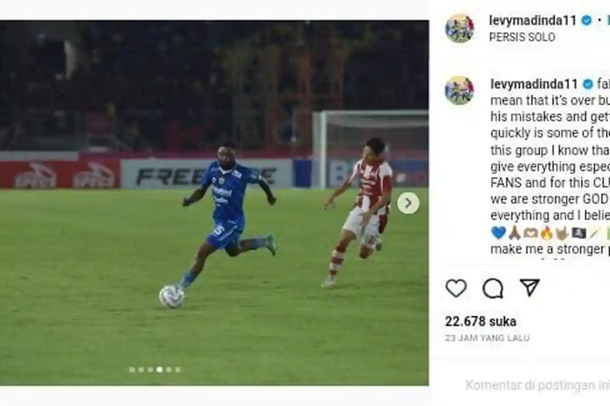 Levy Madinda Ucapkan Hal Mengejutkan Setelah Persib Masuk Zona Panas Degradasi