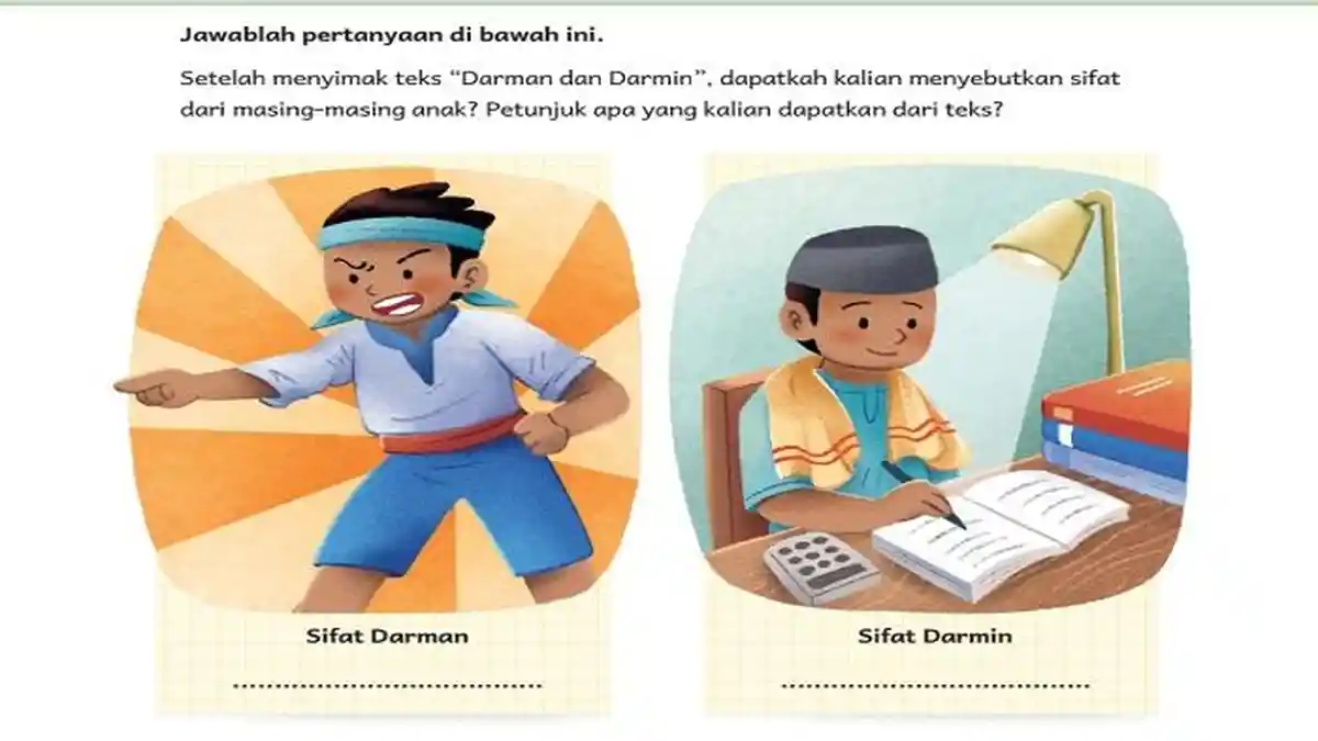 Sifat Darman dan Darmin, Kunci Jawaban Bahasa Indionesia Kelas 5 Halaman 14