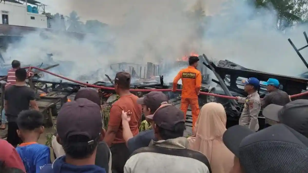 5 Rumah Semi Permanen Terbakar di Nipah Panjang Tanjabtim