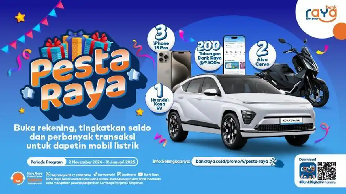 Dengan Modal Cuma 100 Ribu, Nabung di Bank Raya Bisa Dapat Mobil Listrik