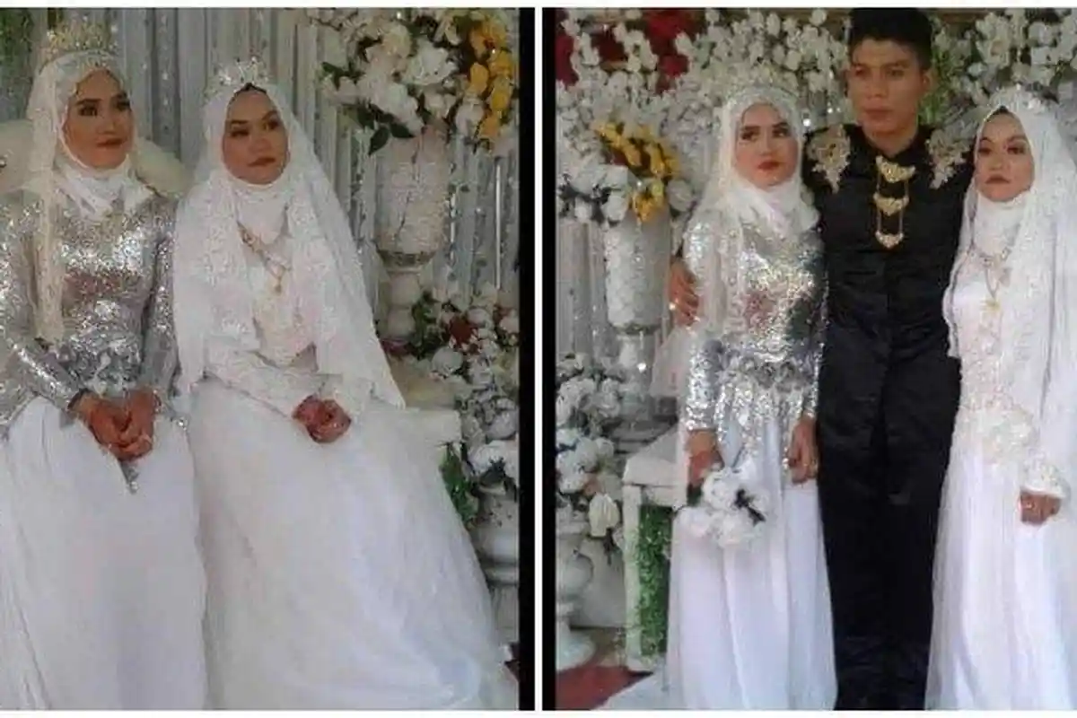 Tak Tega Memilih, Seorang Pria Nikahi 2 Wanita Sekaligus, Ekspresi Mempelai Wanita Jadi Sorotan