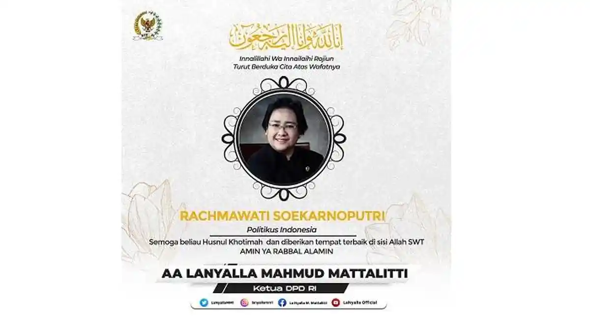 Rachmawati Soekarnoputri Tutup Usia, Ketua DPD RI Turut Berduka Cita