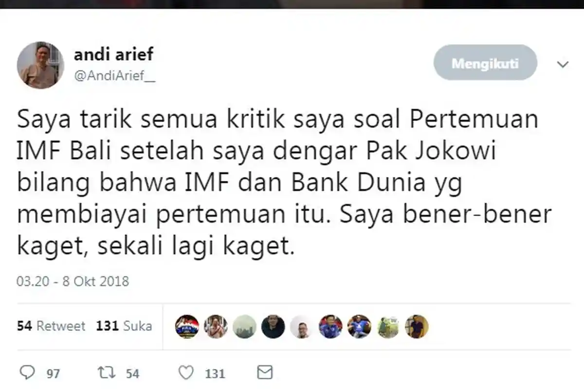 'Saya bener-bener kaget, sekali lagi kaget' Andi Arief Tarik Kritiknya Soal Peremuan IMF World Bank