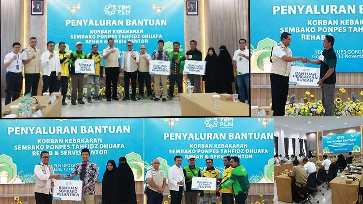 YBM PLN Gorontalo Beri Bantuan untuk Korban Kebakaran, Ponpes Tahfidz Dhuafa dan Komunitas Bentor