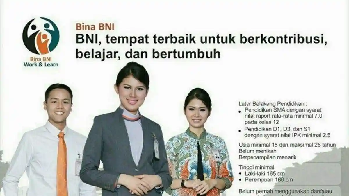 DIBUKA Lowongan Kerja di BNI, 3 Posisi Dibutuhkan untuk Lulusan SMA/SMK dan D3, Simak Syaratnya