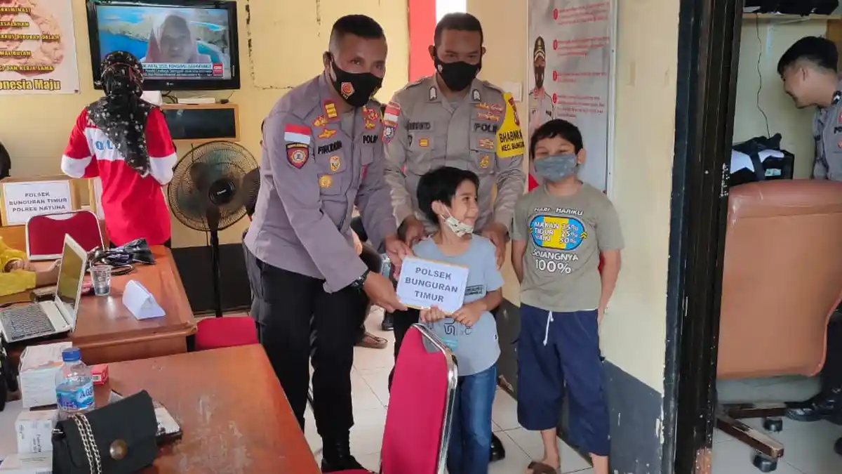 Polres Natuna Bantu Pemerintah Gesa Capaian Vaksinasi Corona Anak 6-11 Tahun