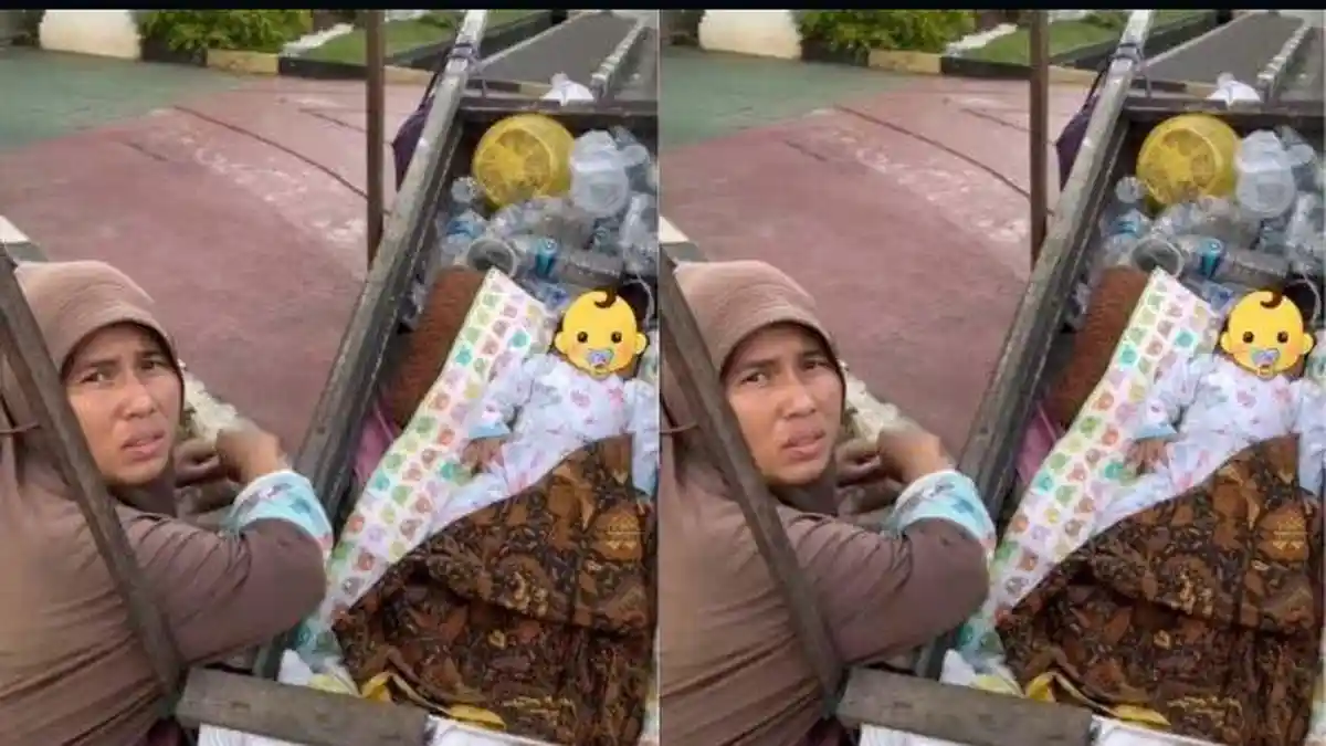 NASIB Tina Bawa Balita 3 Bulan Saat Memulung, Tidurkan Anaknya di Gerobak, Keberadaan Suami Disorot