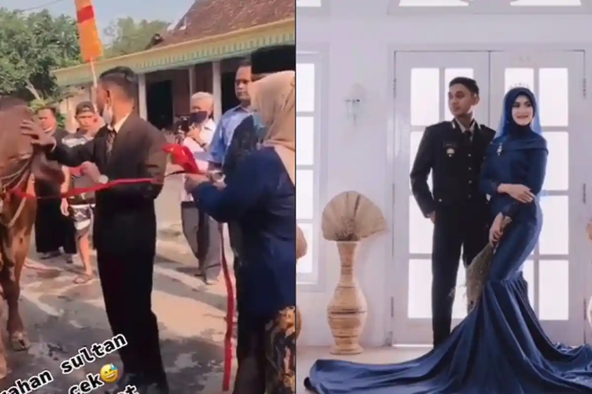Bawa 4 Ekor Sapi untuk Barang Seserahan, Ini Sosok Pasangan Pengantin Nganjuk yang Viral Saat Ini
