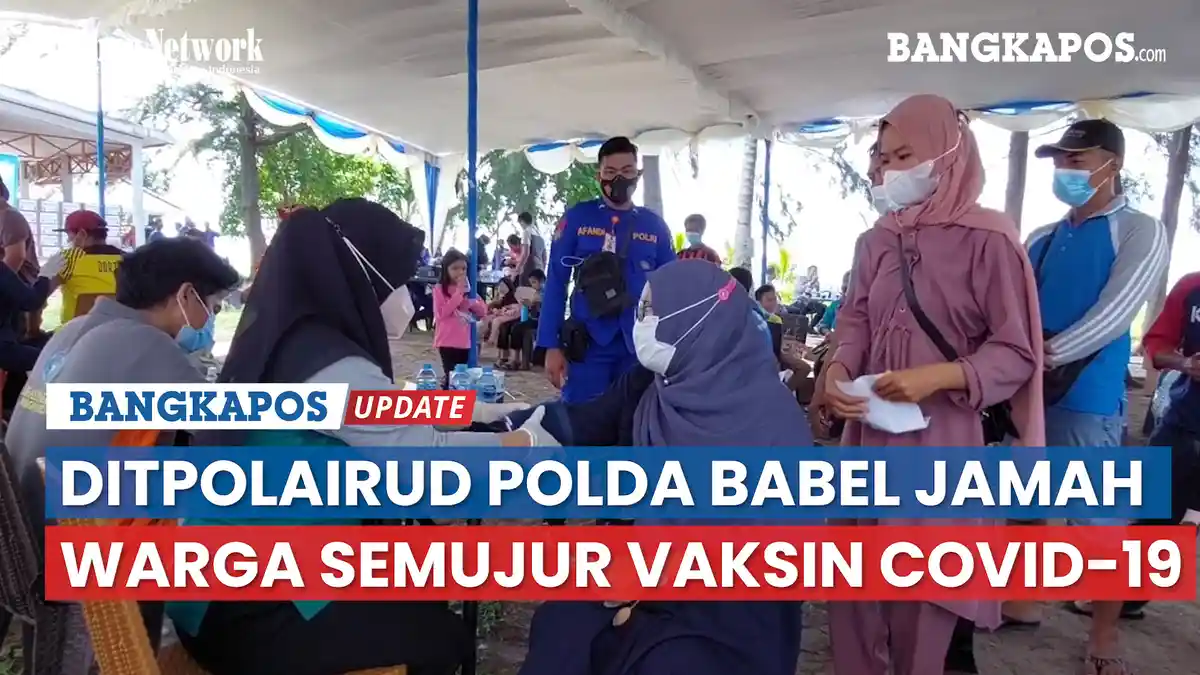 Percepat Vaksinasi Covid-19, Ditpolairud Polda Babel Sambangi Warga Pulau Semujur