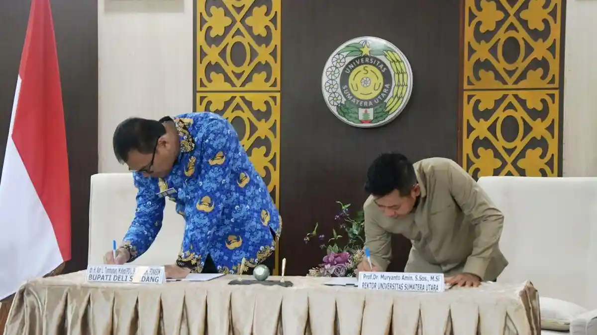 Perkuat Sektor Ilmu Pengetahuan dan Riset, Pemkab Deliserdang Teken Kerja Sama dengan USU