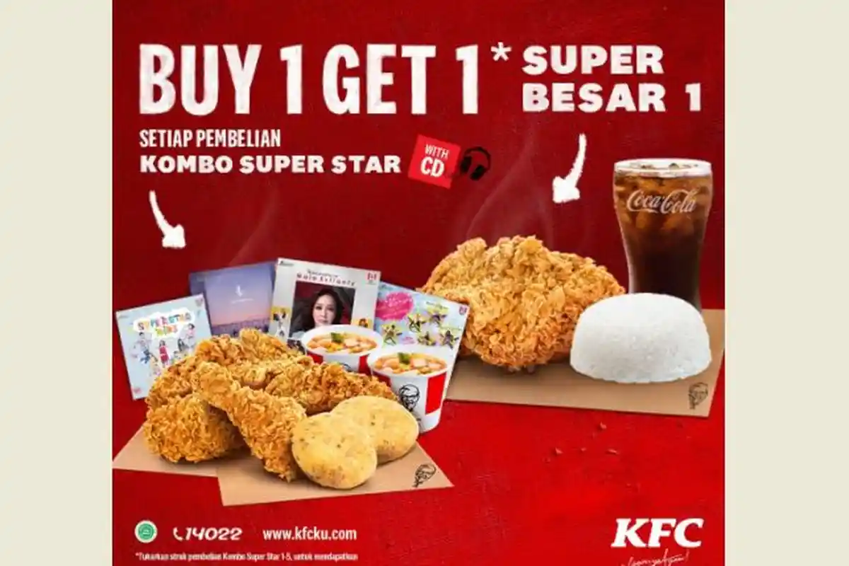 Promo KFC Buy 1 Get 1 Super Besar & Promo KFC Coffee Es Kopi Susu, Cocok Buat Teman Nongki Hari Ini