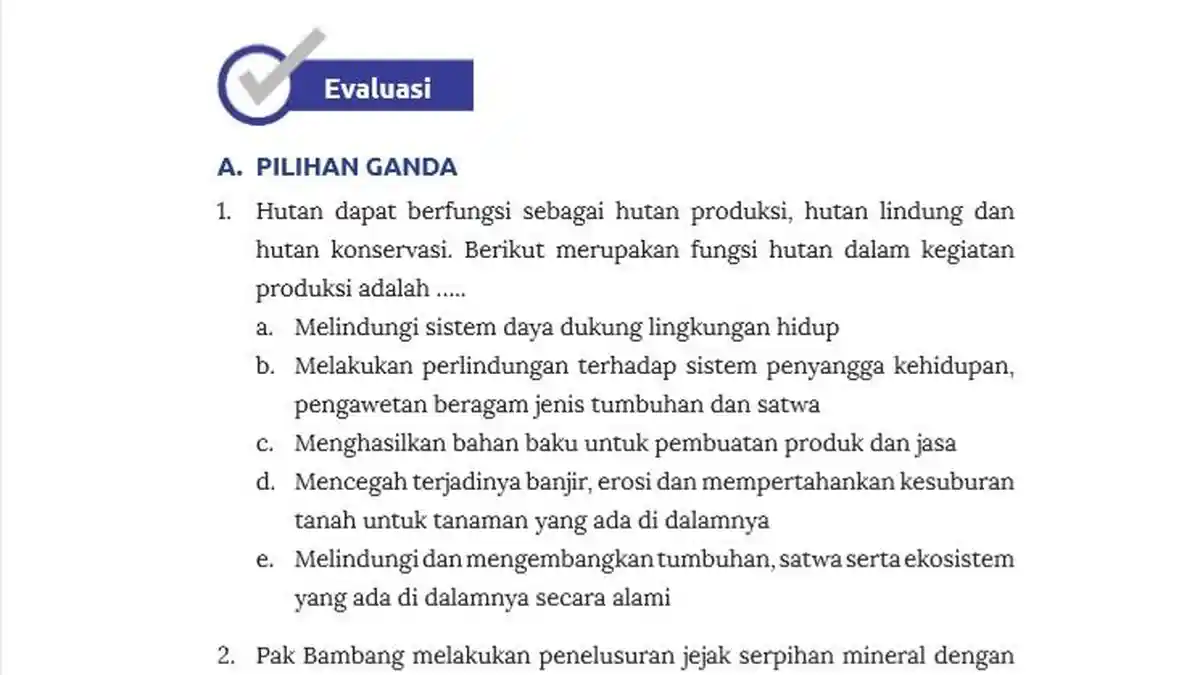Kunci Jawaban IPS Kelas 7 Halaman 195 Kurikulum Merdeka: Evaluasi Tema 3, Pilihan Ganda