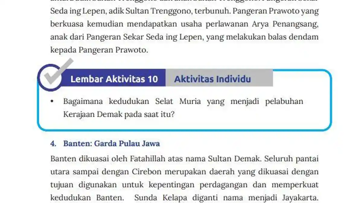 Kunci Jawaban IPS Kelas 7 Halaman 159 Kurikulum Merdeka: Kedudukan Selat Muria 
