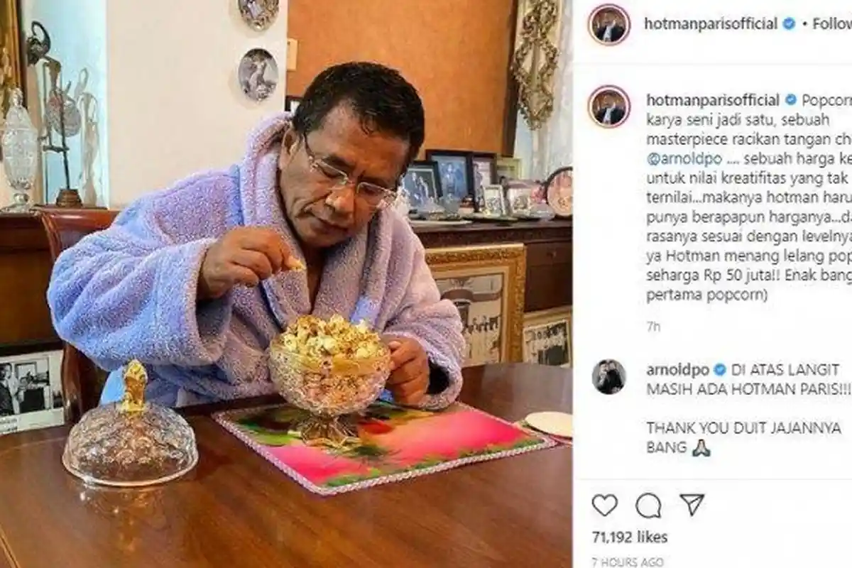 Hotman Paris Pamer Makan Popcorn Seharga Rp 50 Juta, Netizen Ajukan Diri Jadi Anak Angkat