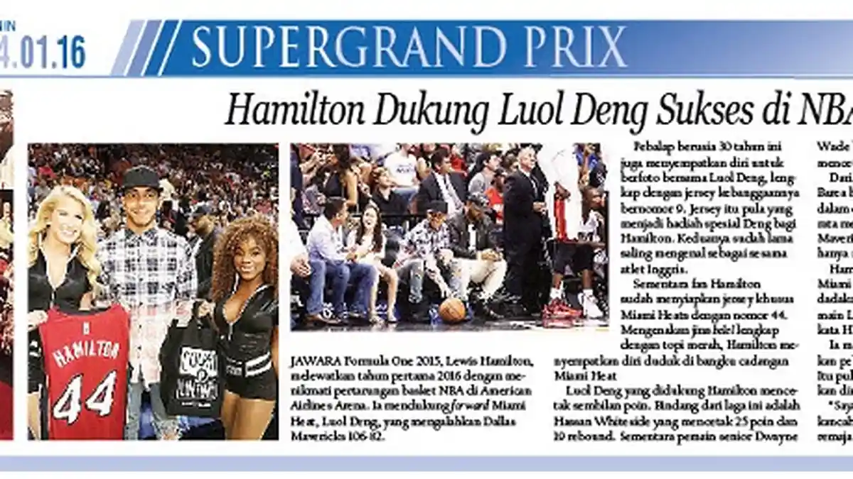 Lewis Hamilton Nonton NBA untuk Dukung Luol Deng