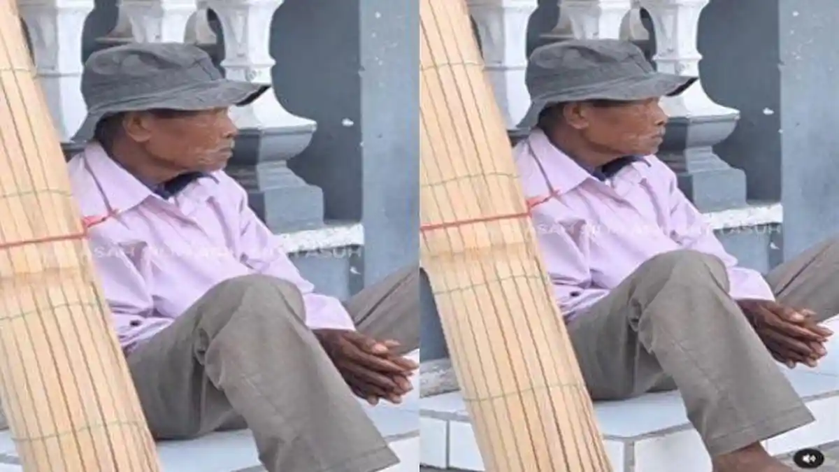 Nasib Mbah Aan Merenung di Masjid, 2 Hari Keliling tapi Tirai Bambu Jualannya Tak Kunjung Laku