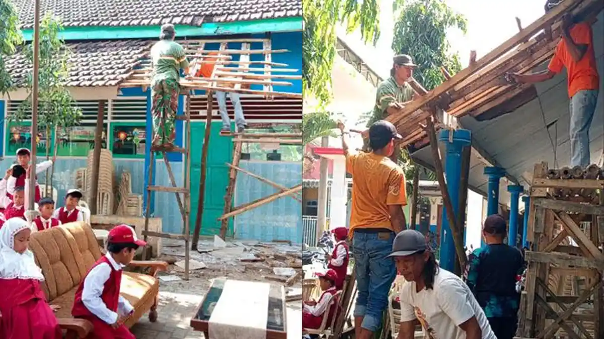 Nyaris Ambruk, Guru dan Wali Murid di Malang Urunan Kerja Bakti Perbaiki Sekolah: Kemana Dinas Ini?