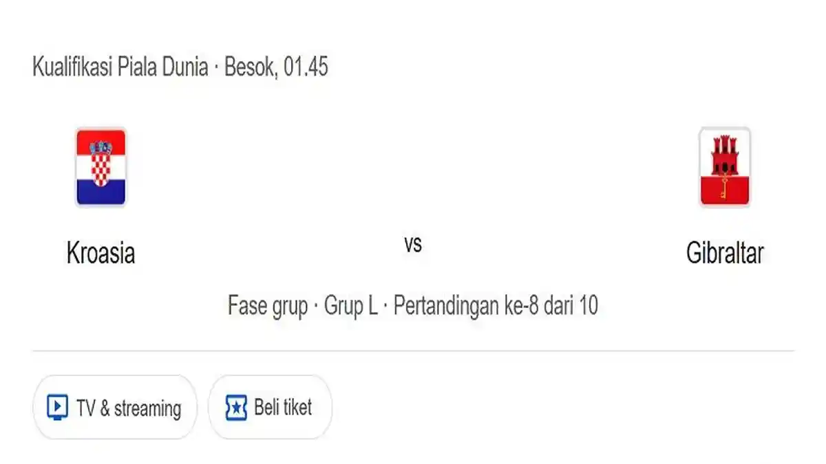 Prediksi Skor dan Susunan Pemain Kroasia VS Gibraltar, Duel Sengit Fruk dan De Barr