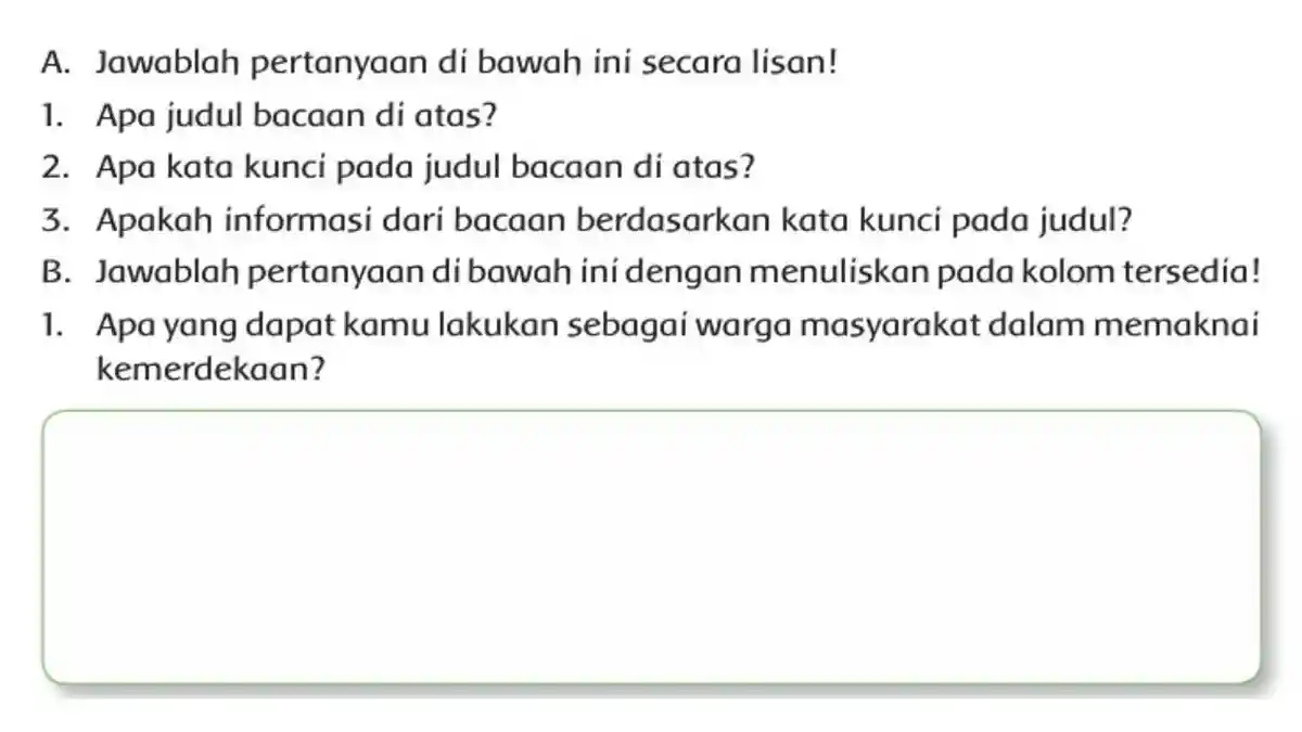 Kunci Jawaban Tema 6 Kelas 6 Halaman 19 Kurikulum 2013, Apa Judul Bacaan di Atas?
