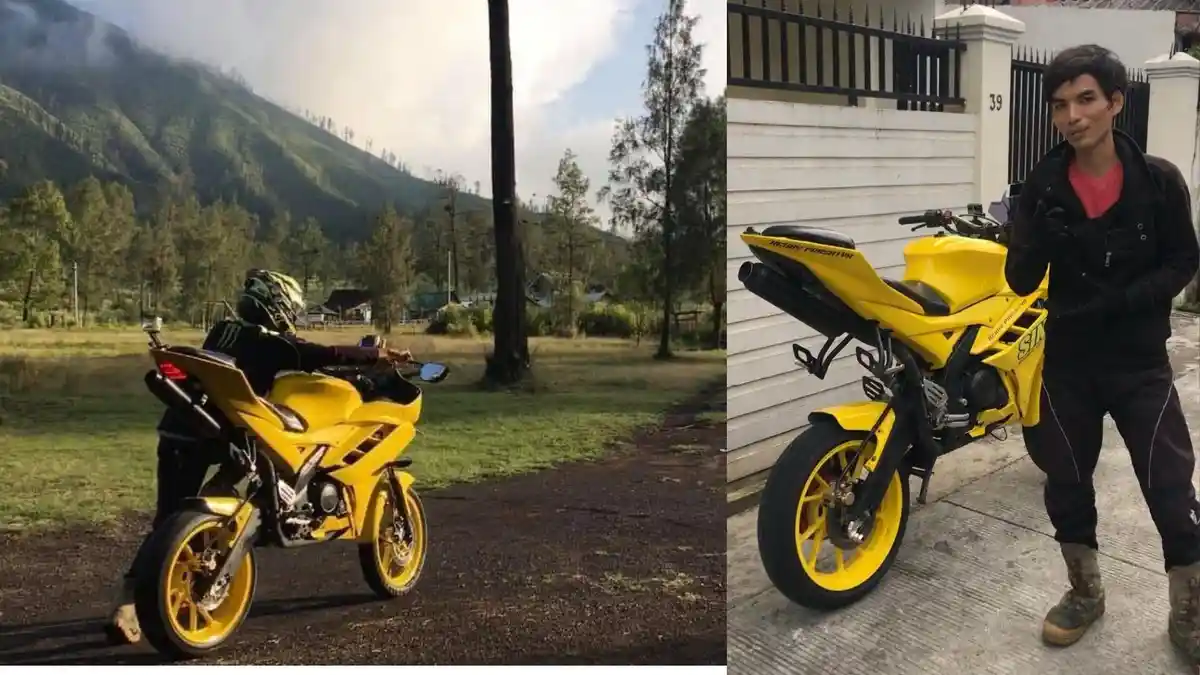 VIRAL Pria Modifikasi Motor jadi Lebih Tinggi, Dapatkan Reaksi Beragam dari Orang di Sekitarnya