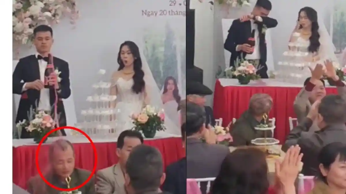 Viral Pengantin Pria Buka Botol Anggur di Pesta Pernikahan, Syok Airnya Mancur ke Kepala Tamu