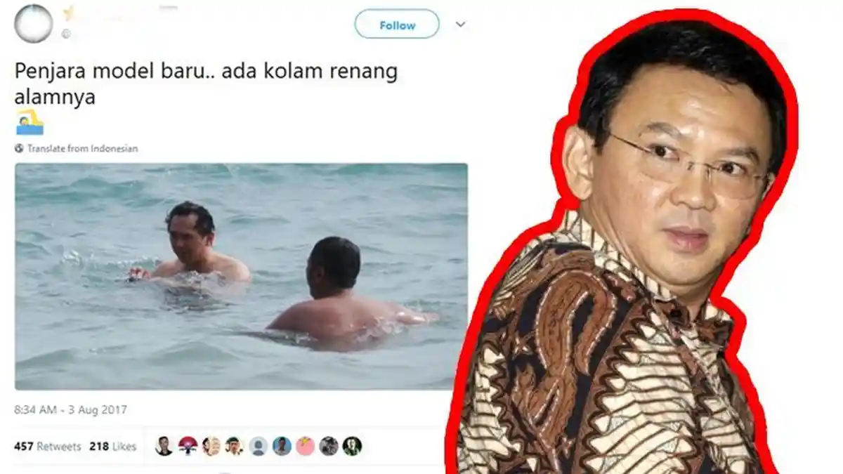 Netizen Riuh Gara-gara Foto Ahok Berenang di Pantai, Ini yang Sebenarnya Terjadi