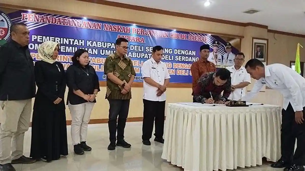 KPU dan Bawaslu Deliserdang Tandatangi NPHD untuk Pilkada 2024, Ini Besaran Anggaran Hibahnya