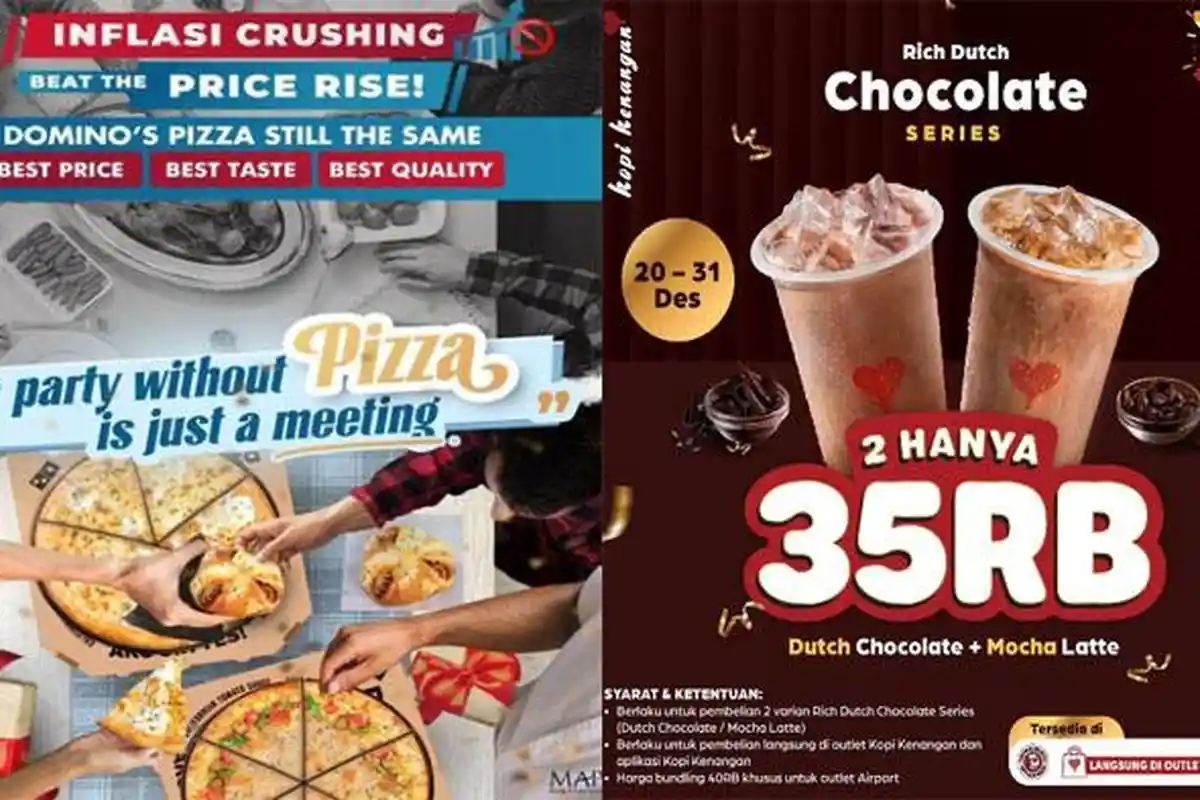 Promo Makanan Hari Ini 23 Desember 2022, JCO Dunkin Donuts Geprek Bensu Domino Pizza Kopi Kenangan