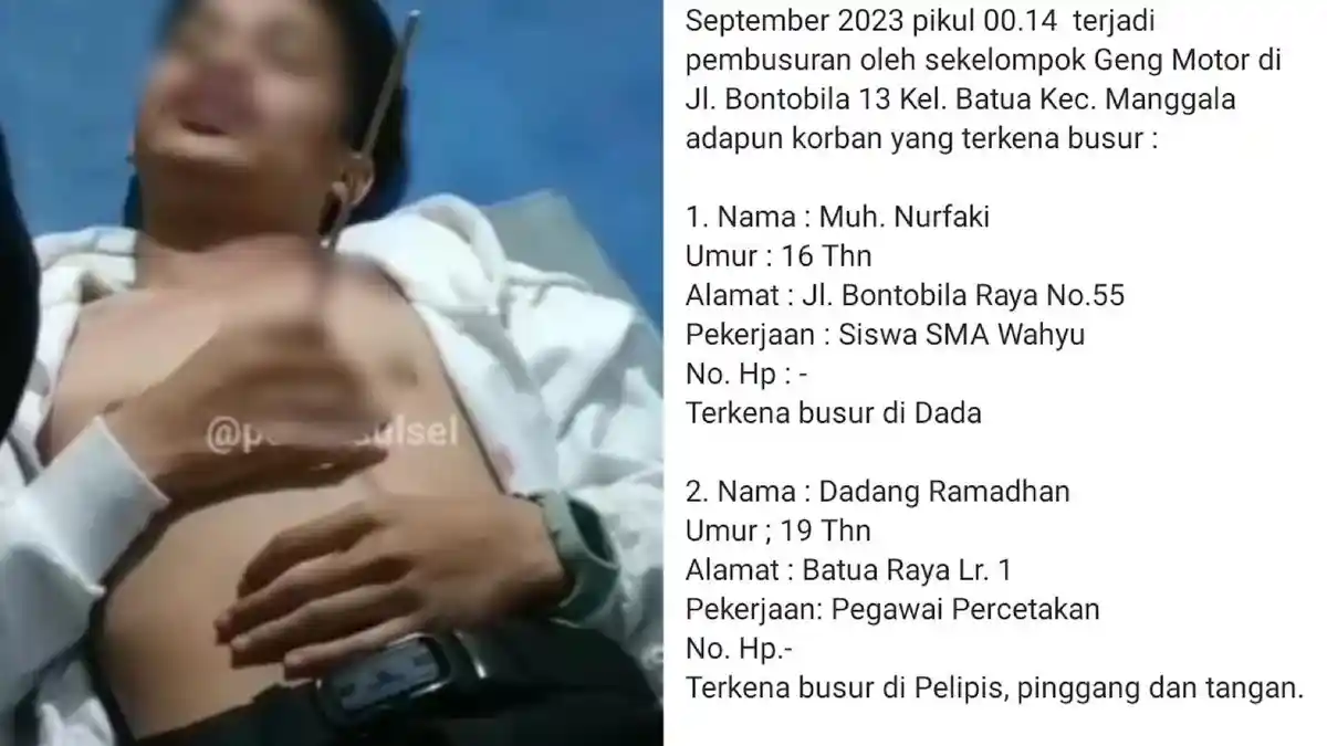 Kronologi Pelajar SMA dan Pegawai Percetakan Dibusur Kawanan Geng Motor di Makassar