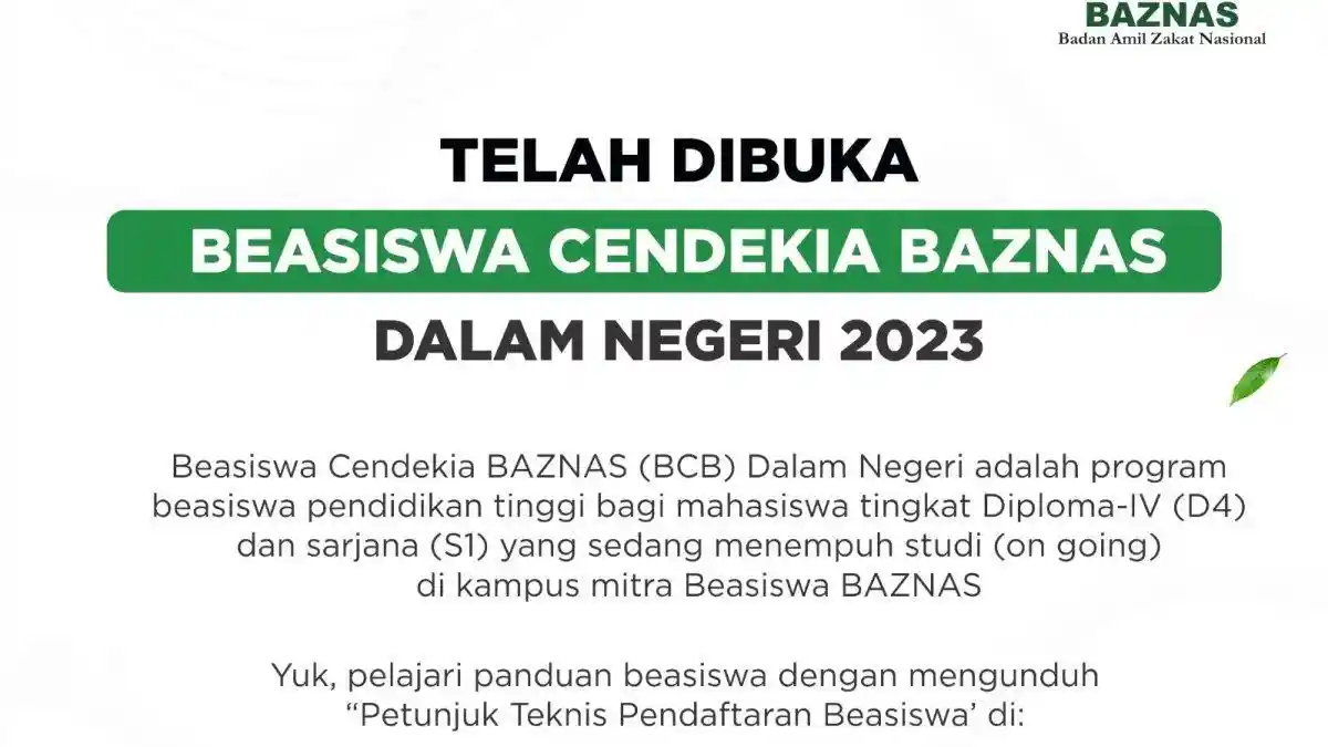 Syarat dan Cara Daftar Beasiswa Cendekia Baznas 2023, Ada Kategorinya, Buka Hingga 12 Juli Mendatang