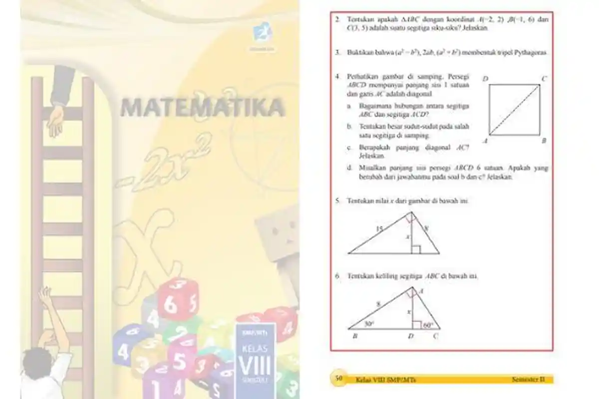 Kunci Jawaban Matematika Kelas 8 Semester 2 Halaman 49-52, 10 Soal Esai Teorema Phytagoras