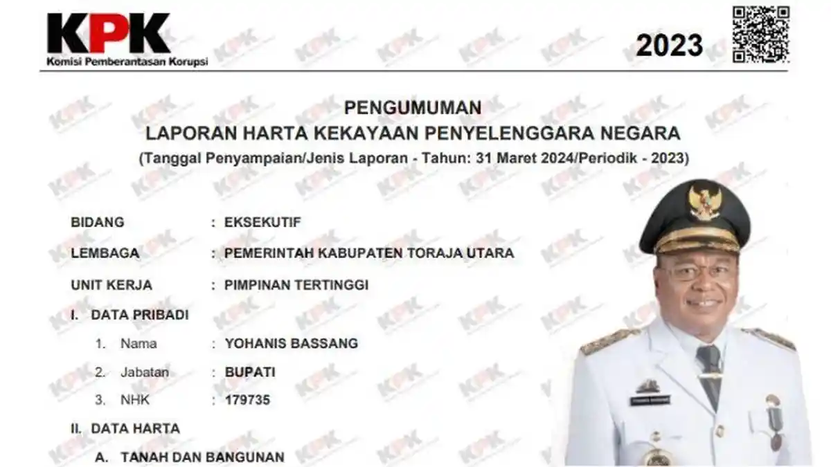 HARTA KEKAYAAN Bupati Torut Ombas yang Permalukan Eks Camat Rantepao Jeniaty Rike Soal 'Jual Payung'