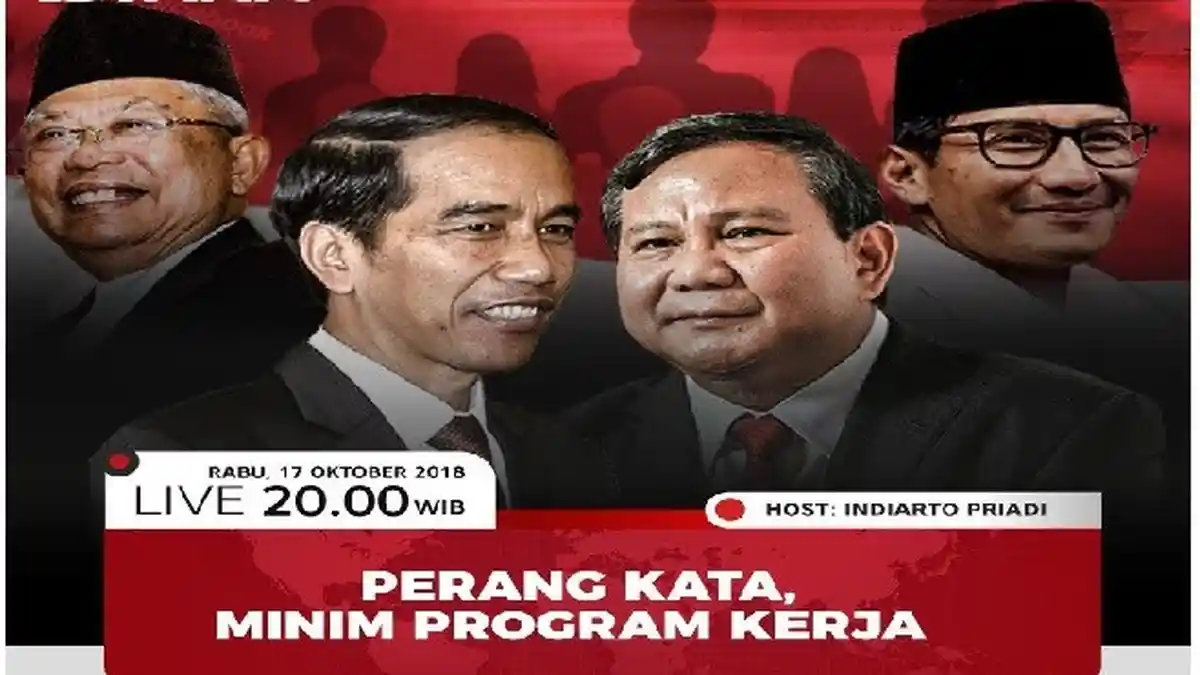 LIVE STREAMING TV One Debat Kubu Capres Jokowi Vs Prabowo Perang Kata Minim Program Kerja Malam Ini